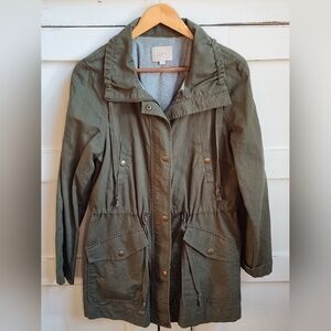 Ann Taylor LOFT Women's Olive Green Utility Rain Jacket Coat | Size Small